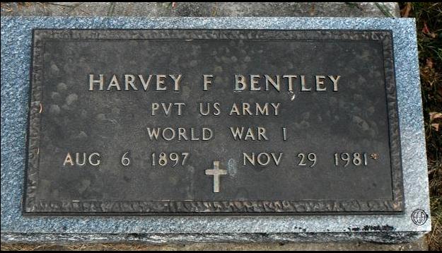 Headstone of Harvey Bentley