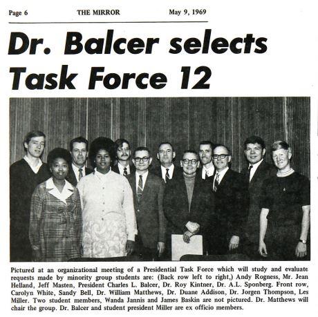 Dr. Balcer selects Task Force 12